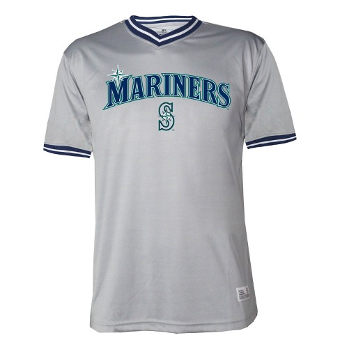 MLB Seattle Mariners Gray Men's Short Sleeve V-Neck Jersey - M