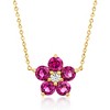 Ross-Simons 2.70 ct. t.w. Rhodolite Garnet and .10 ct. t.w. White Zircon Flower Jewelry Set: Earrings and Necklace in 18kt Gold Over Sterling Size 18 - 3 of 4
