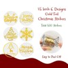 Wrapables 1.5 Inch Gold Foil Christmas Sticker Label Roll, Holiday Stickers for Sealing Cards, Envelopes, Gift Boxes (500pcs), Festive Christmas - 2 of 4
