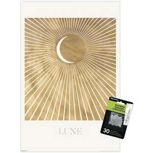 Trends International Reinders: Sun & Moon - Moon - Lune Unframed Wall Poster Print Clear Push Pins Bundle 14.725" x 22.375" - 1 of 4
