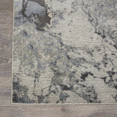 Gray Abstract 7' x 10' Synthetic Area Rug