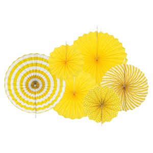 Unique Bargains Paper Round Pattern Party Decorative Fans - 1 of 4