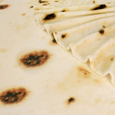 Beige 70-Inch Reversible Fleece Tortilla Blanket