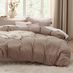 Duvet Cover Set 3pcs Prewashed Fabric Queen Size Bright White - Bedsure - 1 of 4