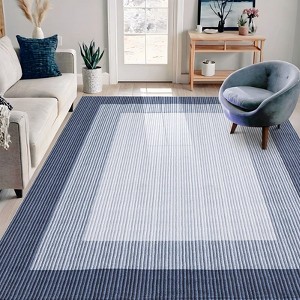 Area Rug, Home Decor Bordered Non-Slip Washable Modern Rug - Pearl Velvet Stain Resistant Carpet for Living Room Bedroom Dining Room Classroom Office - 1 of 4