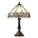 12" x 12" 18" Tiffany Style Table Lamp White/Brown - Warehouse of Tiffany