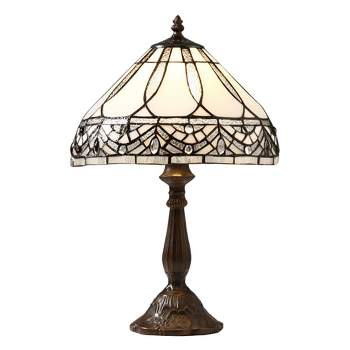 12" x 12" 18" Tiffany Style Table Lamp White/Brown - Warehouse of Tiffany