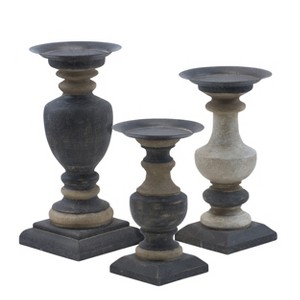 VIP Wood 11.5 in. Black Transitional Decor Candle Sticks - 1 of 4