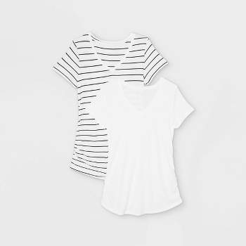 Short Sleeve V-Neck Side Shirred 2pk Bundle Maternity T-Shirt - Isabel Maternity by Ingrid & Isabel™