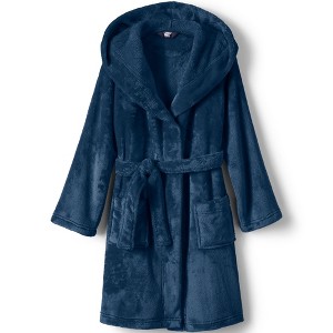 Lands' End Kids Hooded Fleece Solid Robe - 1 of 3
