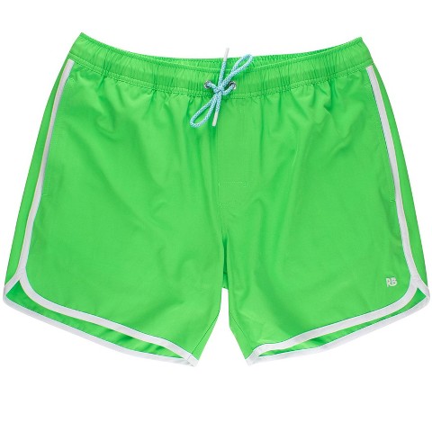 RuggedButts UPF50+ Men's Stretch Dolphin Hem Swim Trunks - Neon Lime, Men's L