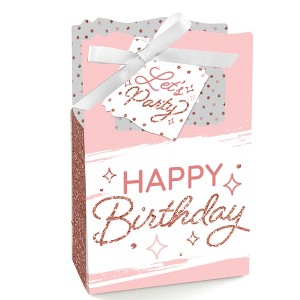 Big Dot of Happiness Pink Rose Gold Birthday - Happy Birthday Party Favor Boxes - Set of 12 - 1 of 4