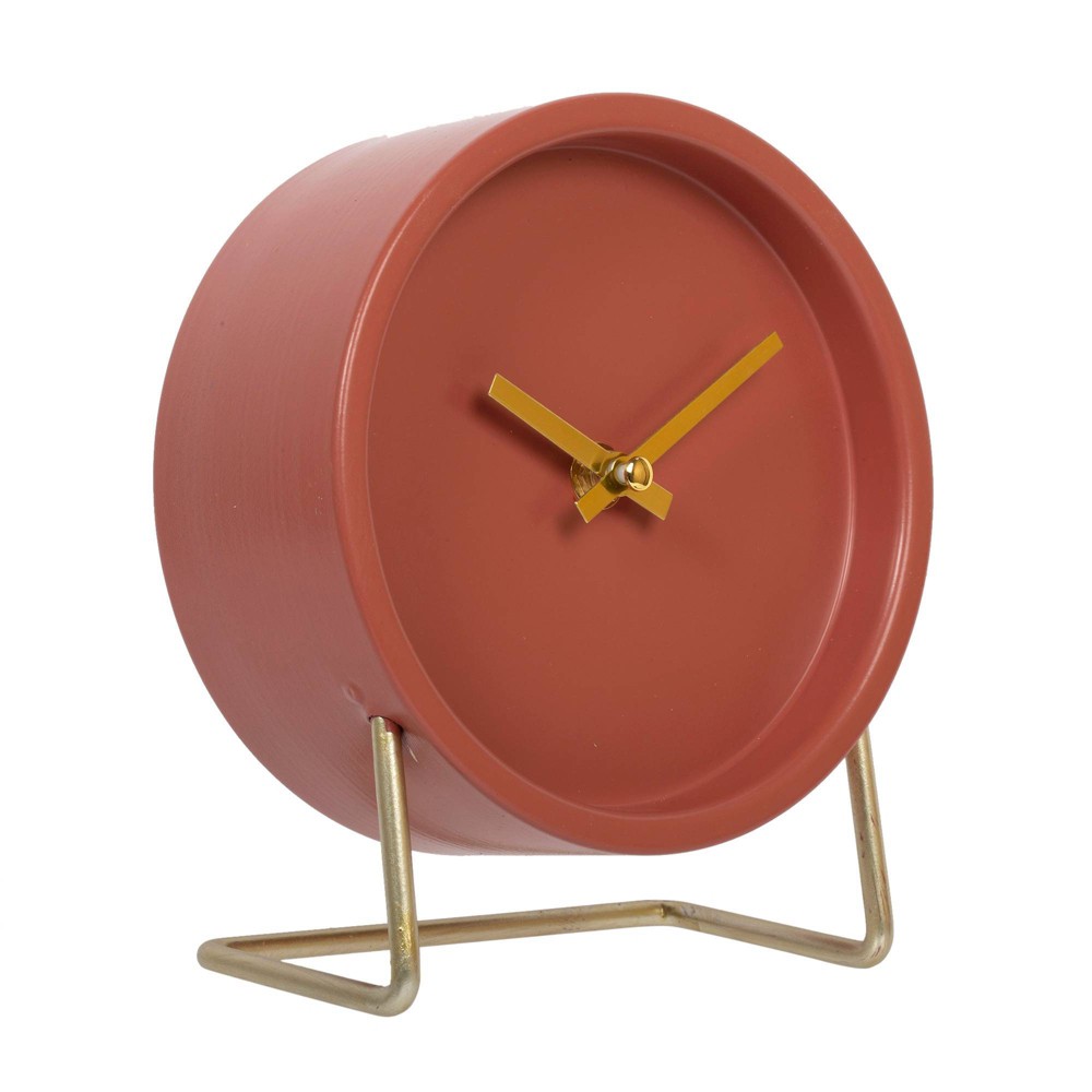 Photos - Wall Clock Kiera Grace 6" Ellen Iron Table Clock Pink: Modern Analog Indoor Decorative Timepiece, Glass, No Warranty