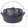 SKRAN Pre-Seasoned Cast Iron Dutch Oven With Skillet Lid, Camping Deep Pot for Camping Cooking BBQ Baking Campfire, With Iron Pot Rack, 6 Quart - 3 of 4