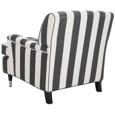 Chloe Black and White Striped Linen Arm Chair