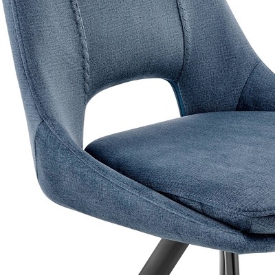 Blue Velvet Upholstered Side Chair with Black Metal Frame, 18" x 24"