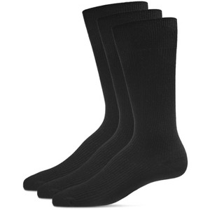 Memoi Men's 3 Pair Pack Pin Ribbed Cotton Blend Crew Socks - 1 of 4