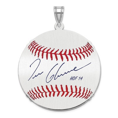 Black Bow Jewelry Sterling Silver Tom Glavine Signature LG Enamel Baseball Pendant