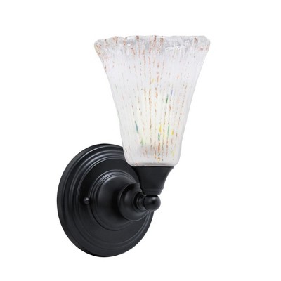 Toltec Lighting Any 1 - Light Sconce in  Matte Black with 5.5" Fluted Frosted Crystal Shade