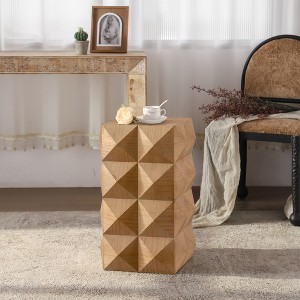 GDFStudio Caroline Mid-Century Modern 23.62" Rectangle Wood End Table, Embossed Nightstand - 1 of 4