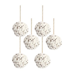 Decorative Cotton Orb Set Foam Polyester – 6.5" Hanging Home Accent by Melrose - 1 of 3