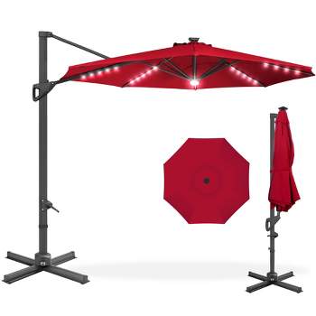 Best Choice Products 10ft 360-Degree Solar LED Cantilever Patio Umbrella, Outdoor Hanging Shade w/ Lights