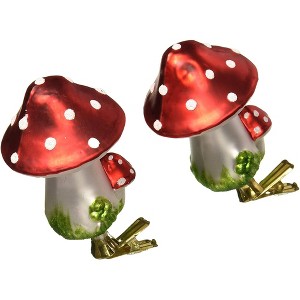 Kurt Adler Mushroom Clip-On Glass Ornaments, 2-Piece Box Set - 1 of 4