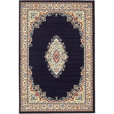 Amaya Navy Blue Medallion 4' x 6' Synthetic Area Rug