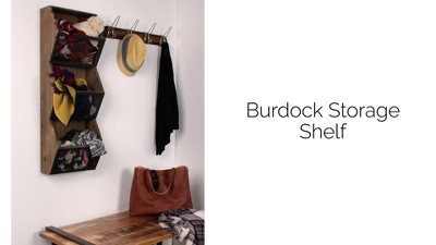 Burdock Rustic Brown Wood and Metal Wall Organizer