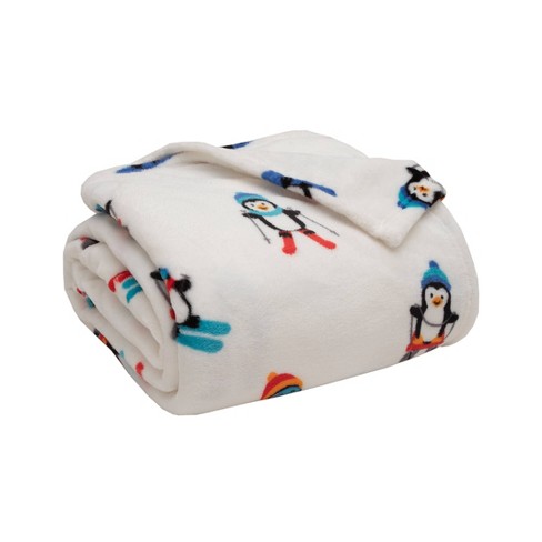 King Holiday Print Plush Bed Blanket Alpine Penguin Elite Home