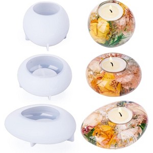 JDICTION 3Pcs Tealight Candle Holder Silicone Molds - For Resin, Plaster, Cement Concrete, Epoxy, DIY Home Décor Moulds, Perfect for Beginners - 1 of 4