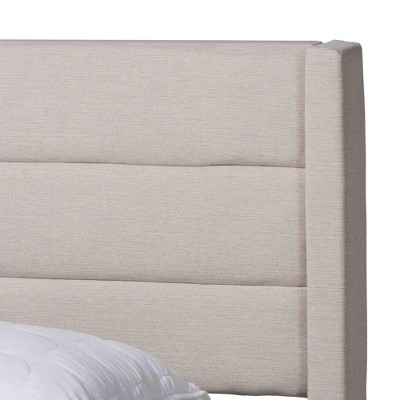 Beige and Dark Brown Upholstered Full Storage Platform Bed with Drawers