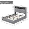 VECELO Full/Queen Size Upholstered Storage Bed, Metal Frame Platform Bed with Lighted Headboard, USB Ports and Shelves, Gray - 4 of 4