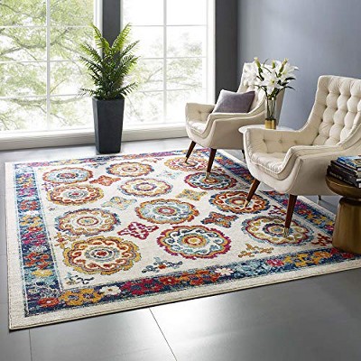 Modway Entourage Odile Distressed Floral Moroccan Trellis 8x10 Area Rug