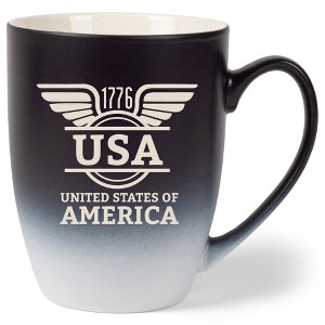 100 North United States of America 10 Ounce Black and White Two Toned Ombre, Comfortably Fits Your Hands, Ceramic Tea Coffee Cup Mug, USA United - 1 of 1