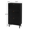 NicBex Freestanding 3 Natural Rattan Door Shoe Cabinet with 3 Flip Drawers and Pine Foot for Hallway,Living Room and Entryway - image 3 of 4