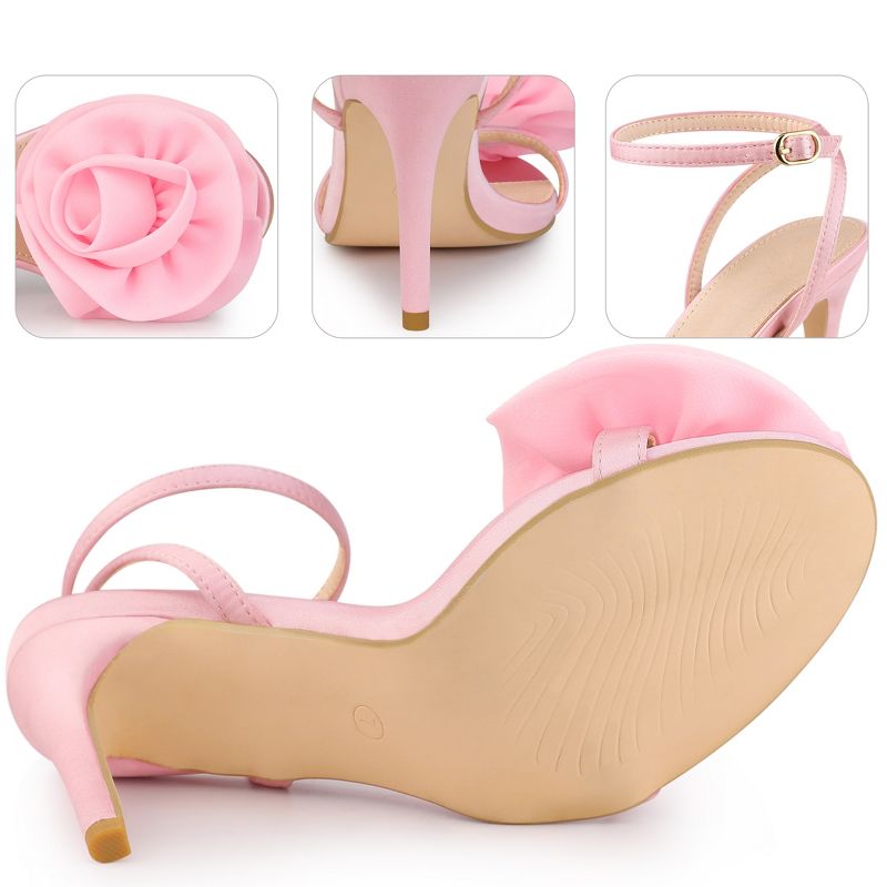Perphy Women's Flower Open Toe Slingback Stiletto Heels Ankle Strap Sandals, 3 of 4