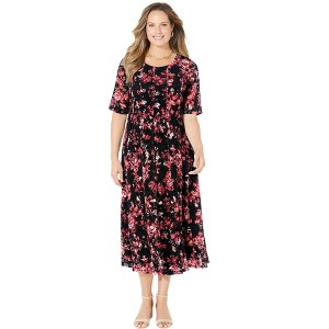 Catherines Women's Plus Size Stretch Lace Fit & Flare Dress - 1 of 4