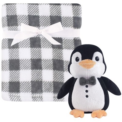 Hudson Baby Infant Boy Plush Blanket with Toy, Mr. Penguin, One Size