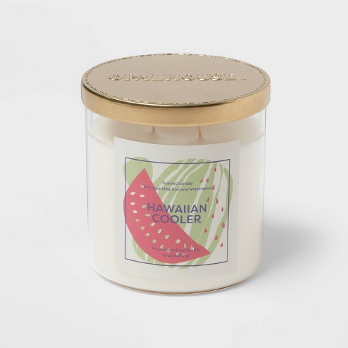 15oz 2-Wick Glass Jar Watermelon Print Hawaiian Cooler Candle White -  Opalhouse™