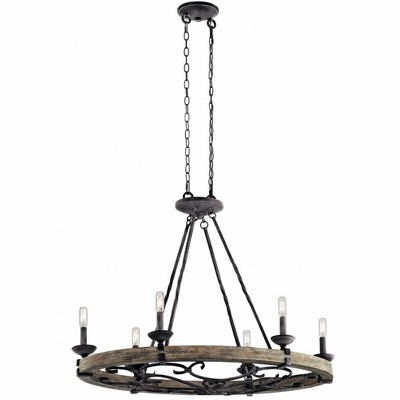 Rustic Country Grey 36" Wagon Wheel Ambient Chandelier