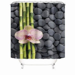 Orchid And Bamboo Shower Curtains for Bathroom Waterproof Fabric Bath Curtain Durable Soft Stylish Bathroom Decor 72x72 Inch - 1 of 1