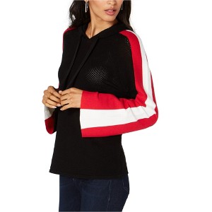 I.N.C International Concepts Womens Colorblocked Hoodie Sweatshirt, Black, Small - 1 of 1