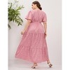 BLUEMING Plus Size Womens Dresses Floral Surplice A-Line Maxi Dress Waist Belted Floral Maxi Dress Wasit Tie Bell Sleeve Dress - 2 of 4
