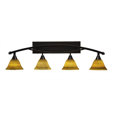 Toltec Lighting Bow 4 - Light Vanity in  Black Copper with 7" Firré Saturn Shade