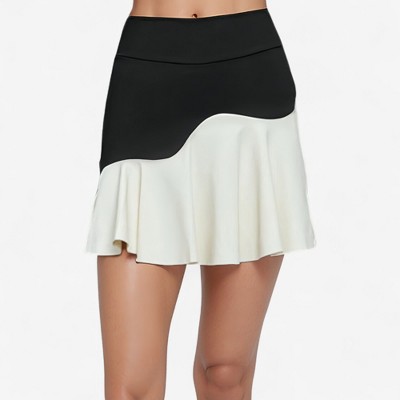 Anna-Kaci Active Women's High Waist Colorblock Tennis Skirt with Sculpted Contrast Design and Flared Hem