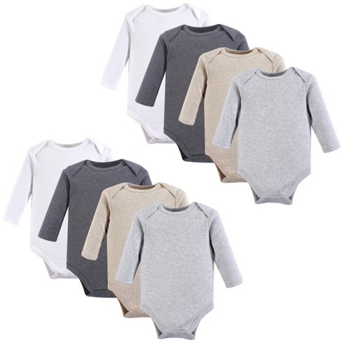 Download Hudson Baby Cotton Long-sleeve Bodysuits 8pk, Heather Gray ...