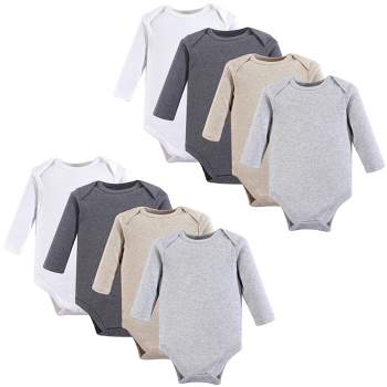 Hudson Baby Cotton Long-Sleeve Bodysuits 8pk, Heather Gray