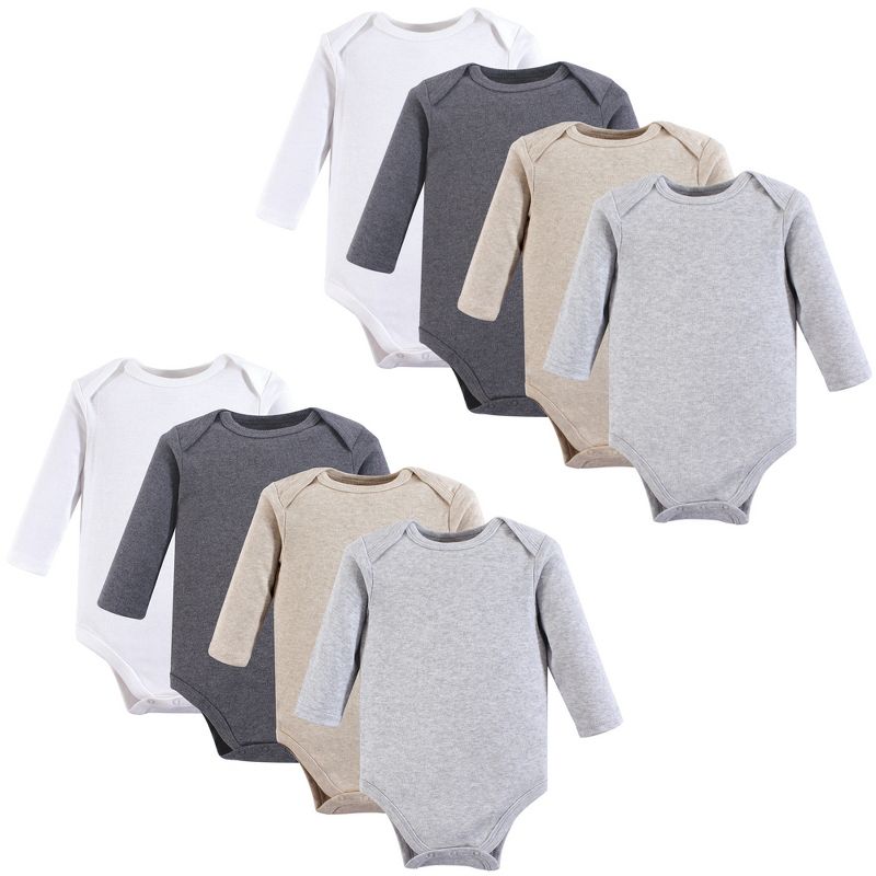 Hudson Baby Cotton Long-Sleeve Bodysuits 8pk, Heather Gray, 1 of 3