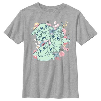 Girl's Star Wars: The Mandalorian Spring Cute Grogu Sunday Surprise T-Shirt  - Tahiti Blue - Large